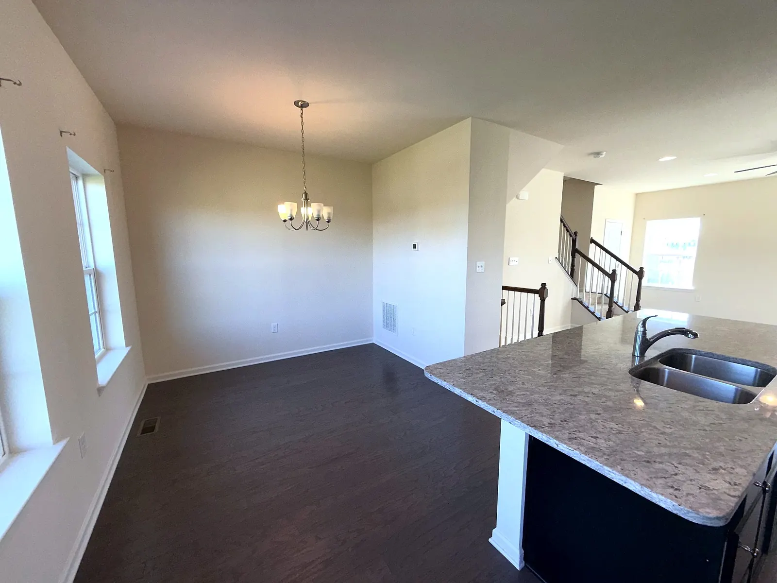 Dining area with chandelier