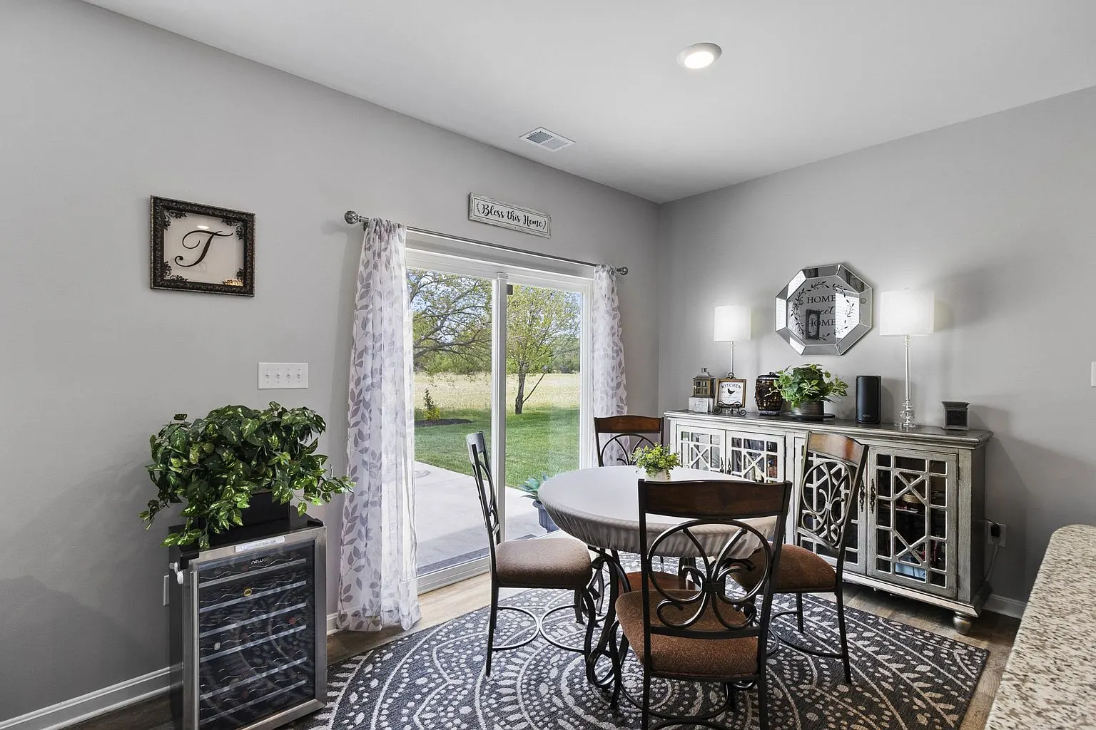 Dining area with patio doors