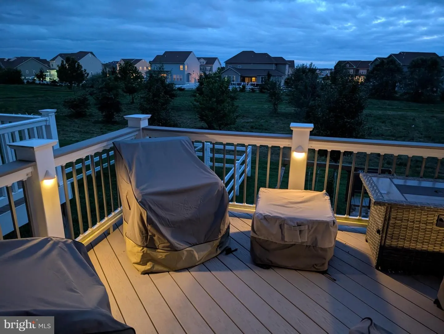 Deck lighting at dusk
